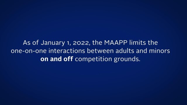 First slide from presentation on 'Minor Athlete Abuse Prevention Policies'